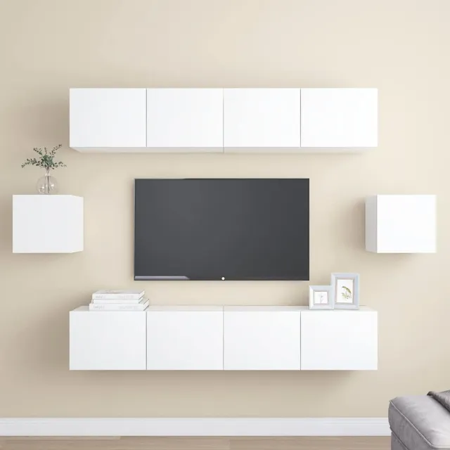 vidaXL 6-delige Tv-meubelset bewerkt hout wit, foto 2