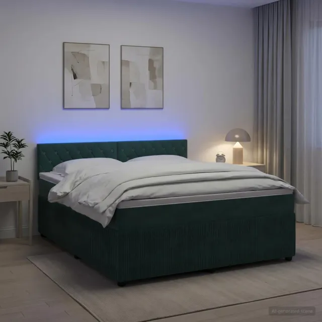 vidaXL Boxspringbed met matras Donkergroen 140 x 200 cm Fluweel