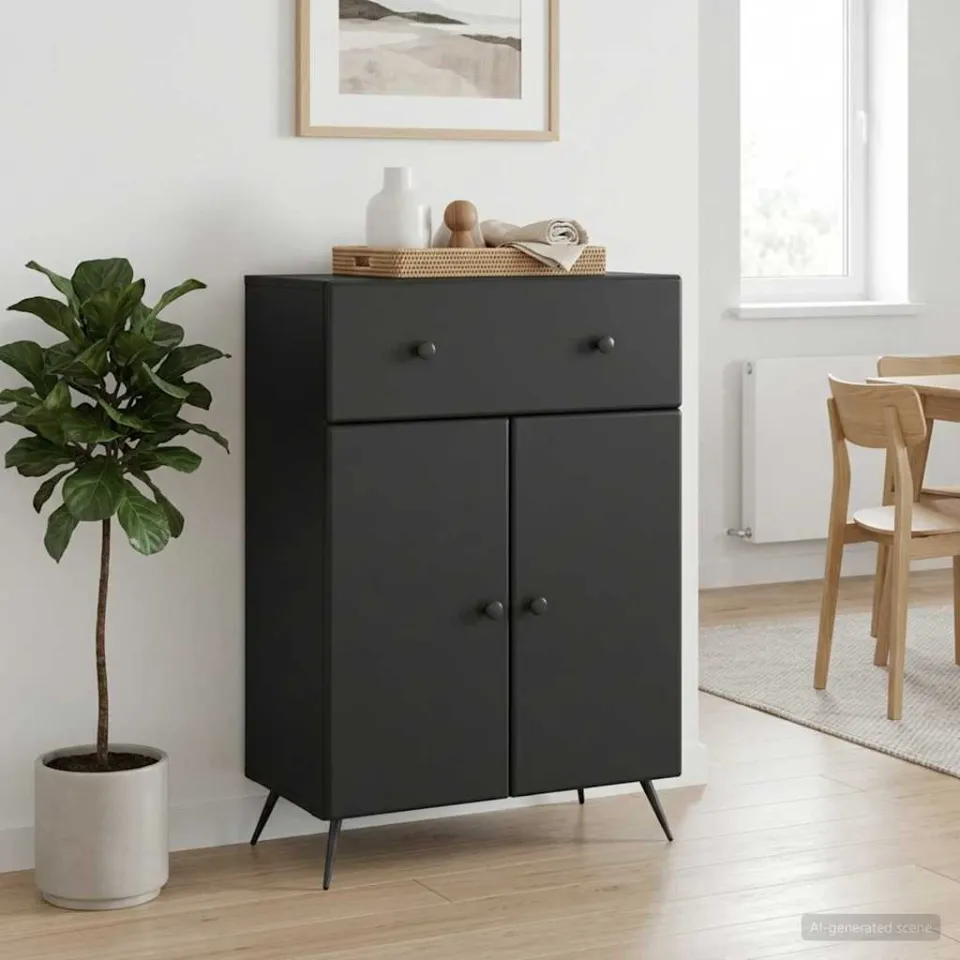 vidaXL Dressoir Zwart 66 x 34,5 x 90 cm Bewerkt hout, foto 3