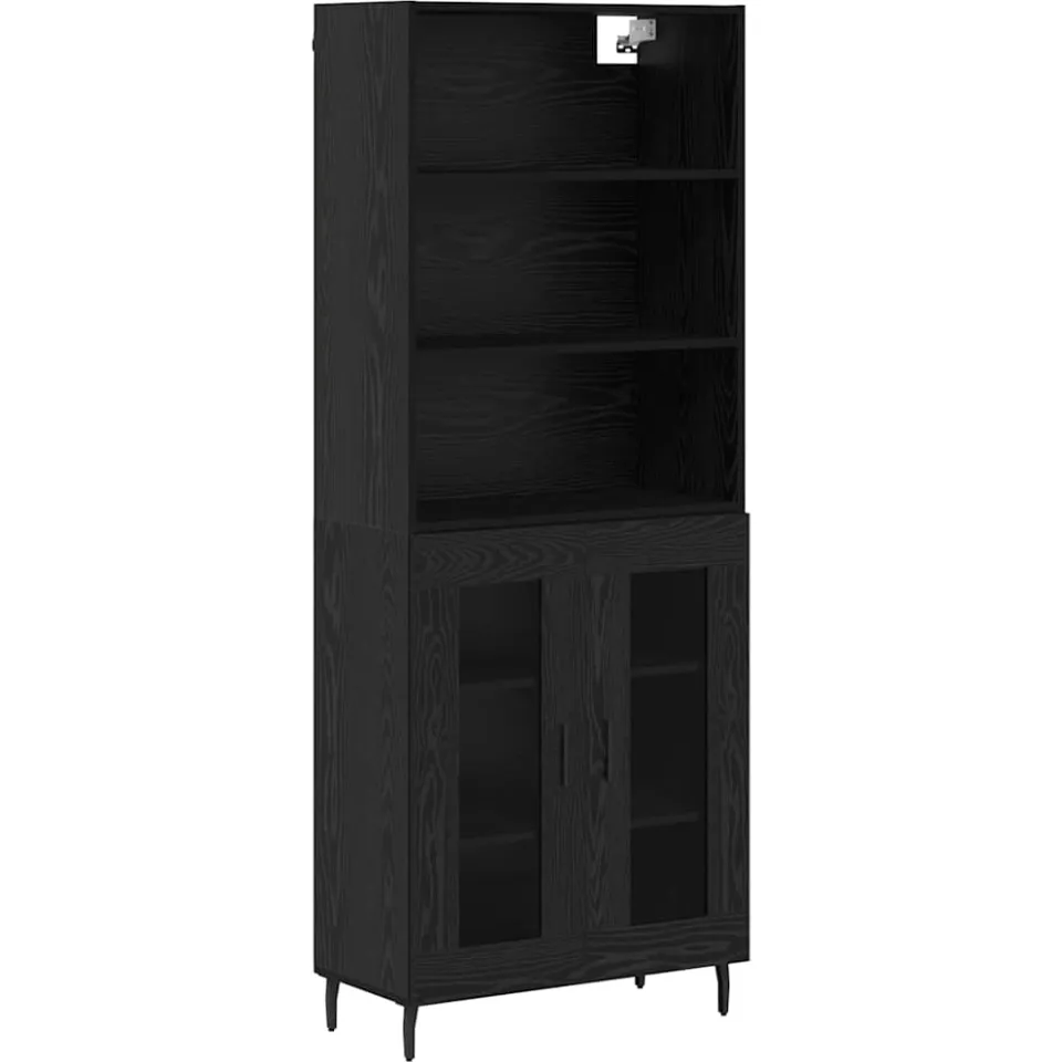 vidaXL Hoge kast 2 st Zwart Eiken 69,5 x 32,5 x 180 cm Bewerkt hout, foto 3