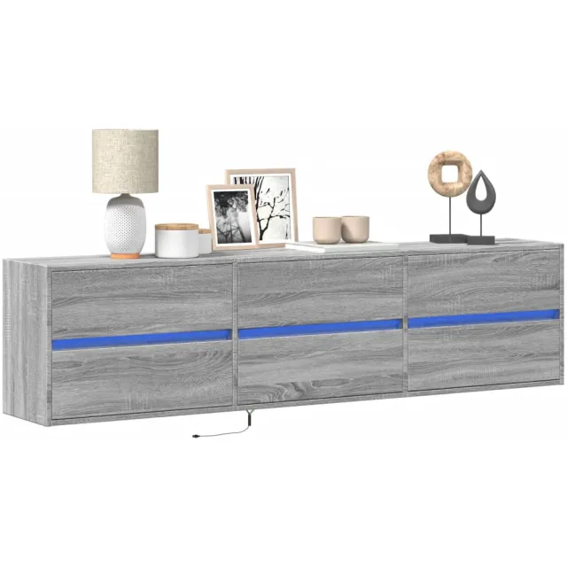 vidaXL Tv-wandmeubel met LED-verlichting 180x31x45 cm grijs sonoma, foto 2
