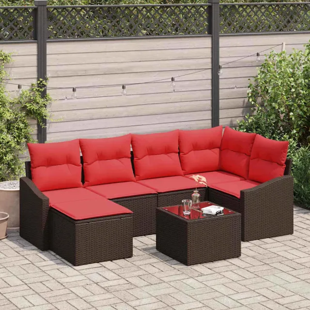 vidaXL Bankstel 7 st Bruin poly rattan, foto 2