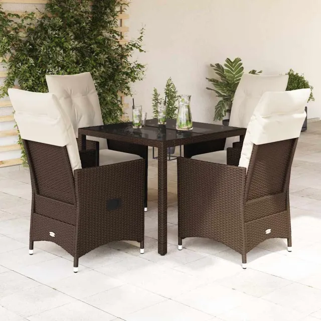 vidaXL 5-delige Tuinset met kussens poly rattan bruin, foto 2