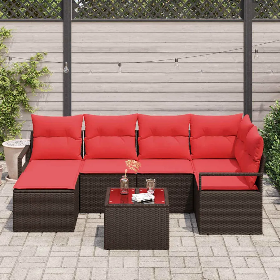 vidaXL Bankstel 7 st Bruin poly rattan, foto 3