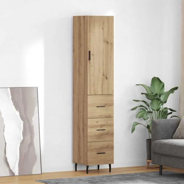 vidaXL Highboard Artisan Eiken 34,5 x 34 x 180 cm Bewerkt hout Bruin