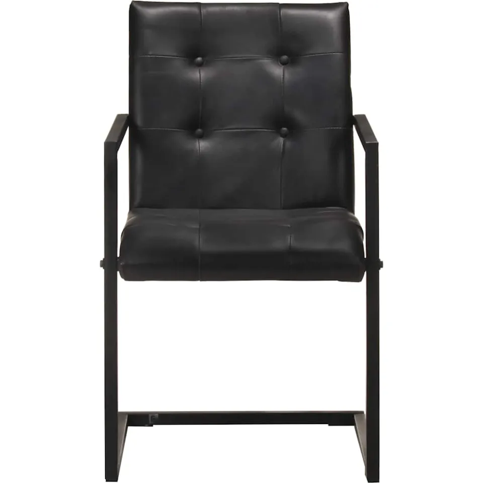 vidaXL Eetkamerstoelen 2 st echt leer zwart, foto 3