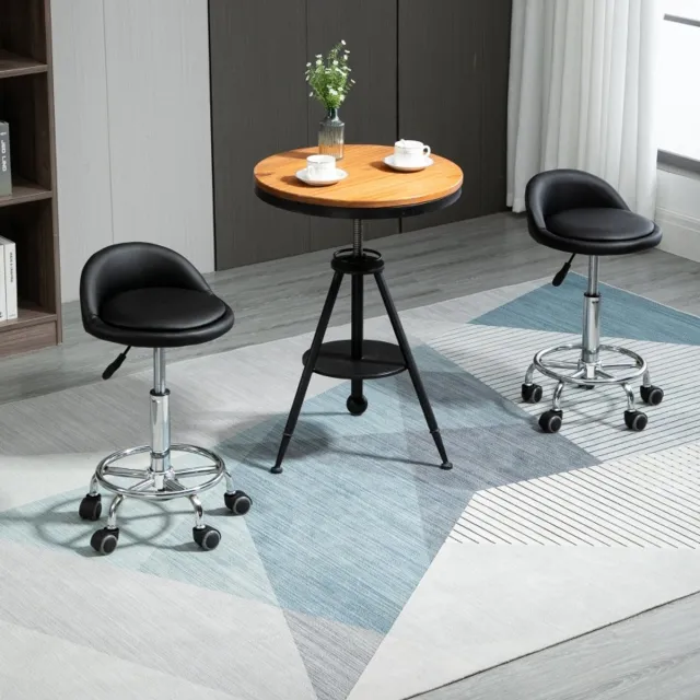 MIVRAY Bureaukruk 57 Tot 72 Cm Hoogteverstelbaar Met Rugleuning En Wielen Voor Bureau Massage En Salon Kunstleer Zwart