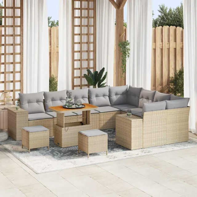 vidaXL Tuin Sofa Set 12 st Beige poly rattan, foto 2