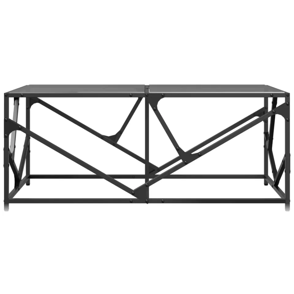 vidaXL Salontafel met zwart glazen blad 98,5x50x41 cm staal