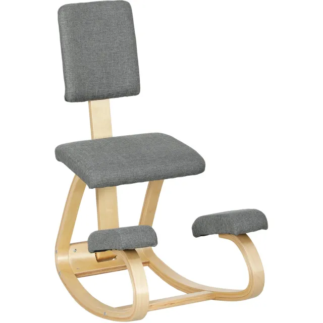 Lunpog ADHD-stoel, knie-stoel met rugleuning, ergonomisch, verstelbare kniesteun met zitting, orthopedische correctie van rug- en nekpijn grijs
