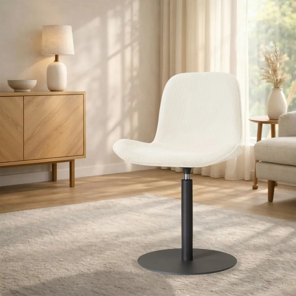 Nolon Niva-Fé draaibare tulp eetkamerstoel rib beige - mat zwart onderstel, foto 2