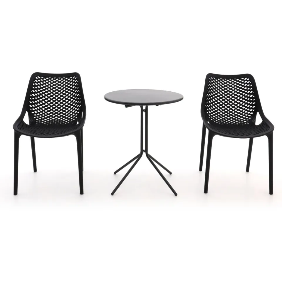 Forza Furniture Forza Ripi/Aziano ø 60cm balkonset 3-delig Zwart
