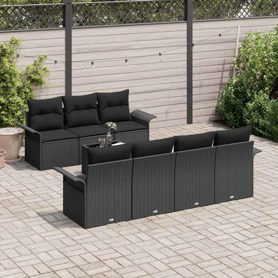vidaXL Tuin Sofa Set 8 st Zwart poly rattan, foto 3