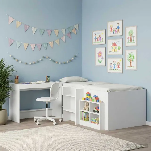 vidaXL Bed Bureau Wit Bewerkt hout 100 x 45 x 75 cm
