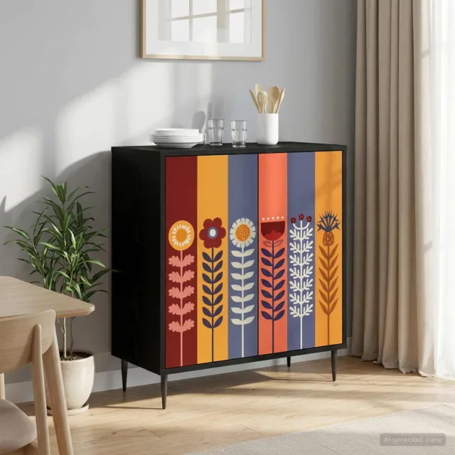 vidaXL Dressoir ESSEN Zwart eiken 69 x 33 x 76 cm Bewerkt hout