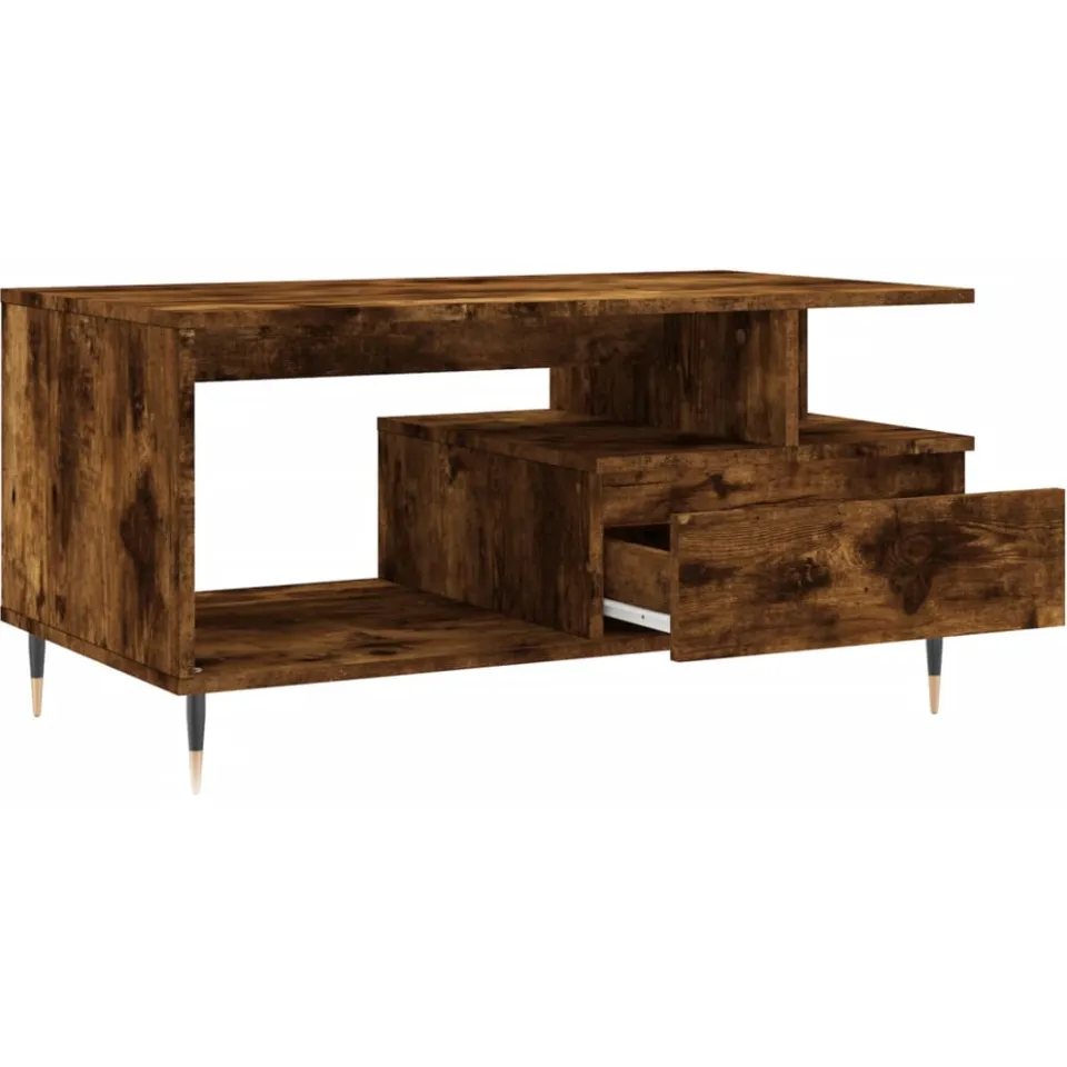 vidaXL Salontafel 90x49x45 cm bewerkt hout gerookt eikenkleurig, foto 4