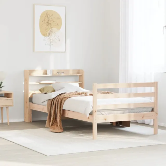 vidaXL Bedframe met hoofdbord massief grenenhout 100x200 cm bruin