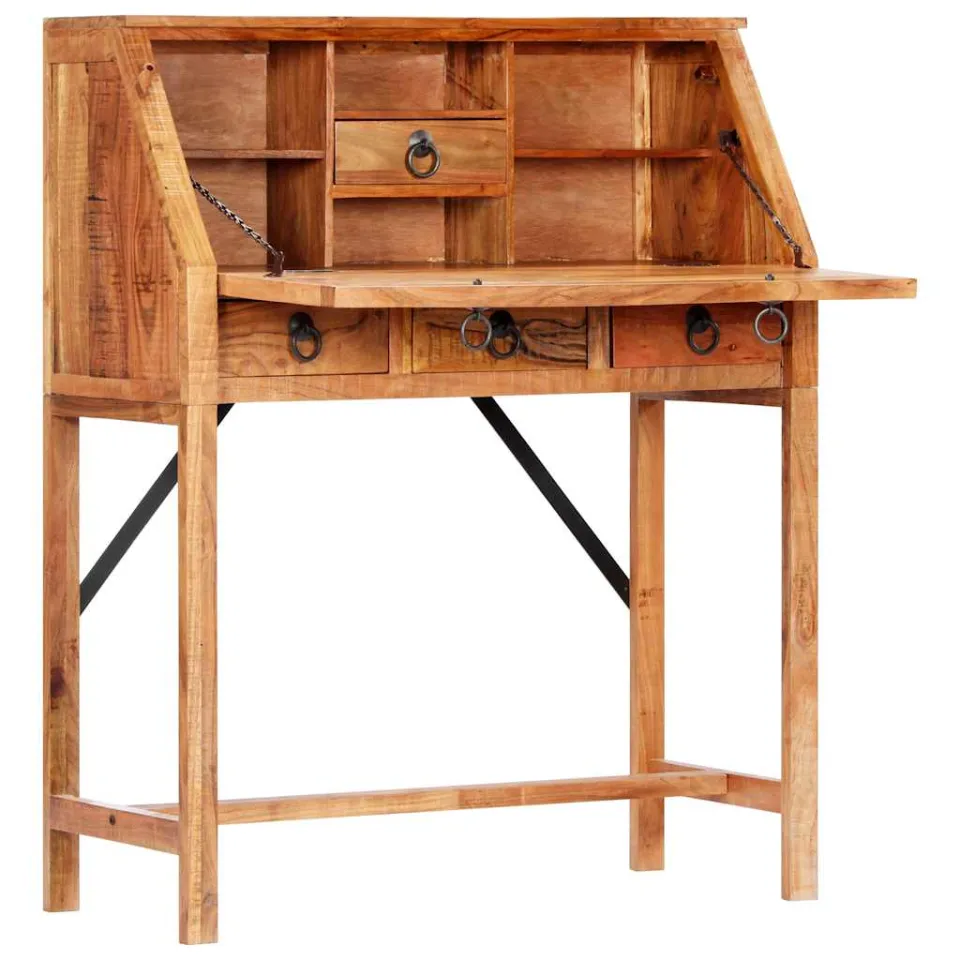 vidaXL Schrijftafel 90x40x107cm massief acaciahout bruin, foto 2