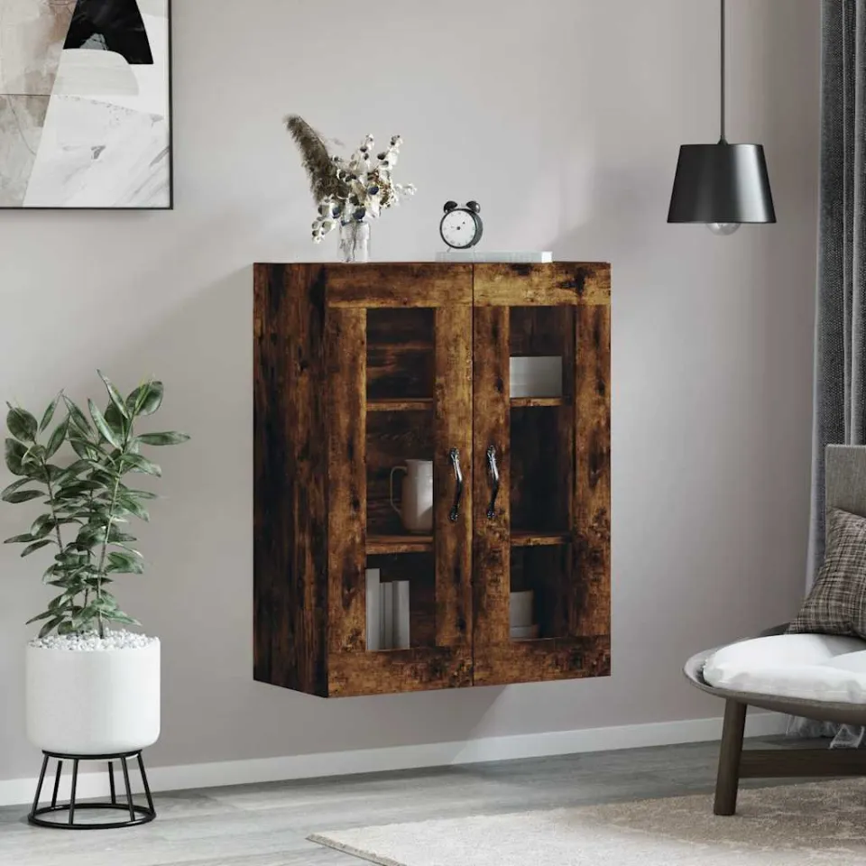 vidaXL Wandkast 69,5x34x90 cm bewerkt hout gerookt eikenkleurig, foto 3