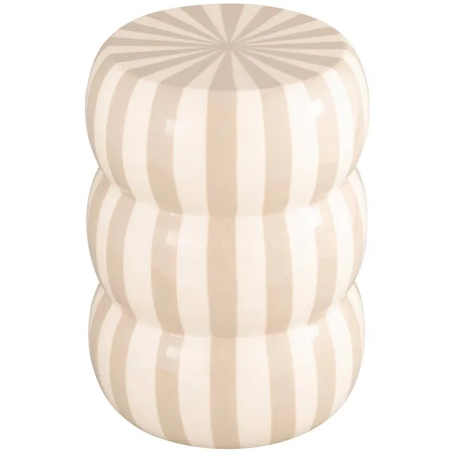 sweeek Bijzettafel, nachtkastje van geëmailleerd staal met strepen - loli Beige