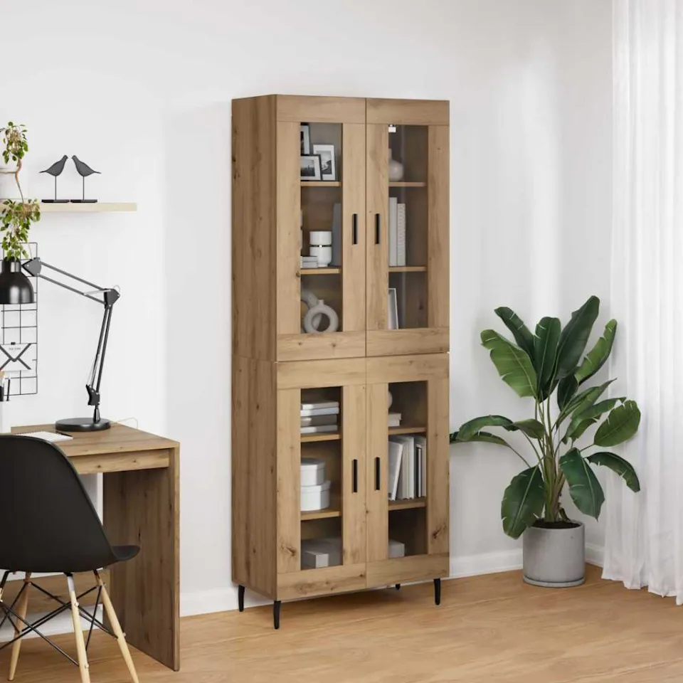 vidaXL Hoge kast 2 st Artisan Eiken 69,5 x 34 x 180 cm Bewerkt hout, foto 3