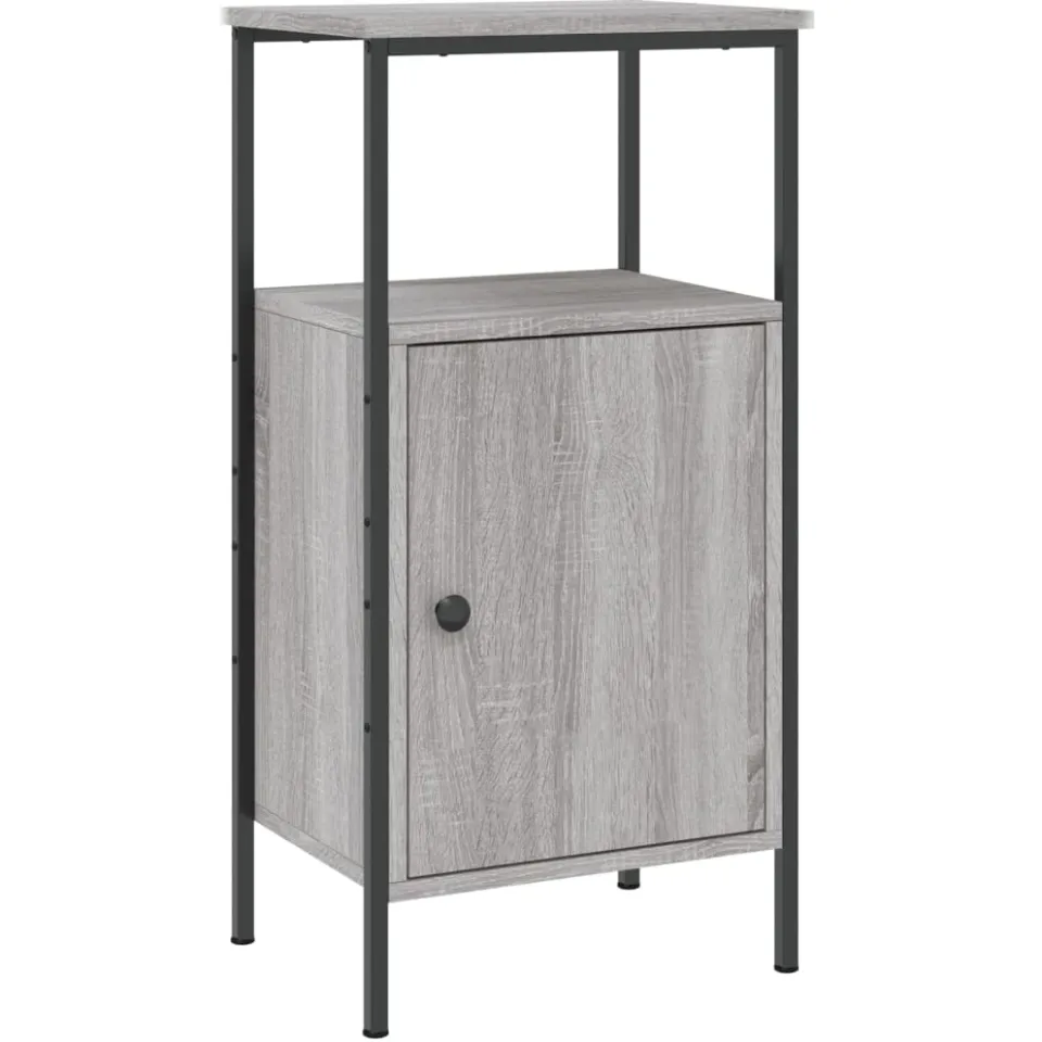 vidaXL Nachtkastje 41x31x80 cm bewerkt hout grijs sonoma, foto 3