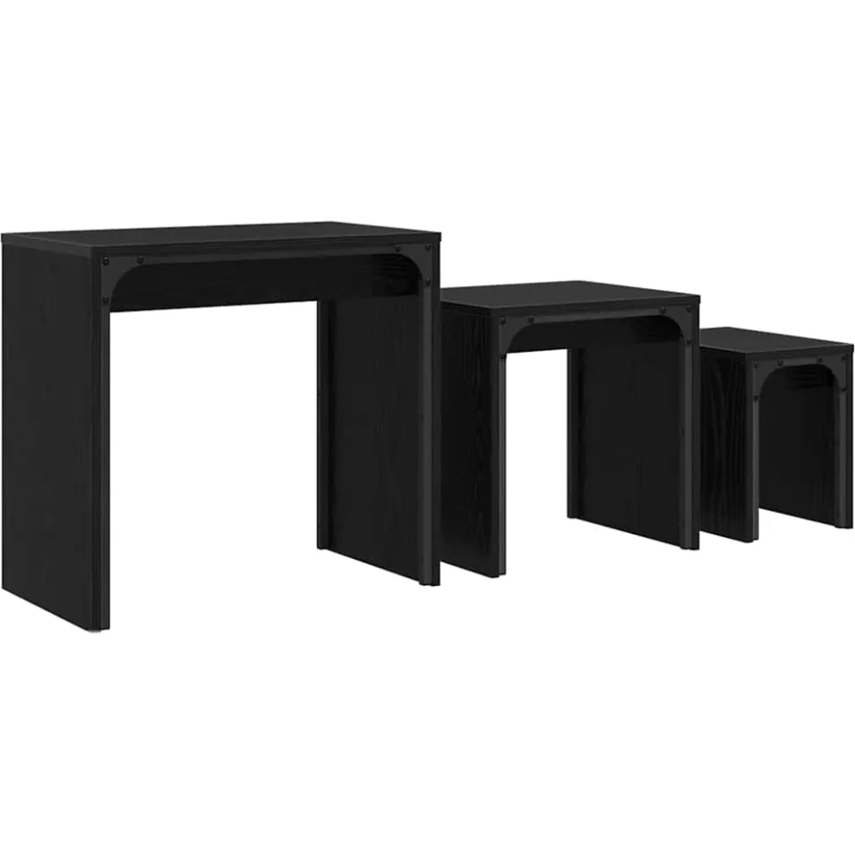 vidaXL Salontafel 3 st Zwart Eiken 60 x 35 x 56 cm Bewerkt hout