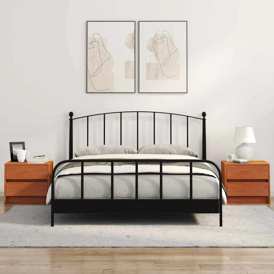 vidaXL Nachtkastjes 2 st Wasbruin 40 x 30.5 x 35.5 cm Grenenhout bruin, foto 4