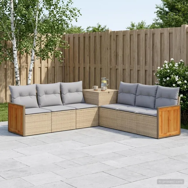 vidaXL Bankstel 7 st Beige en Licht Grijs 118 x 62 x 69 cm