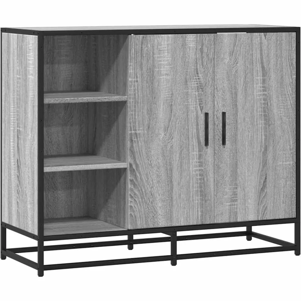 vidaXL Dressoir 92x35x76 cm bewerkt hout grijs sonoma eikenkleurig, foto 3