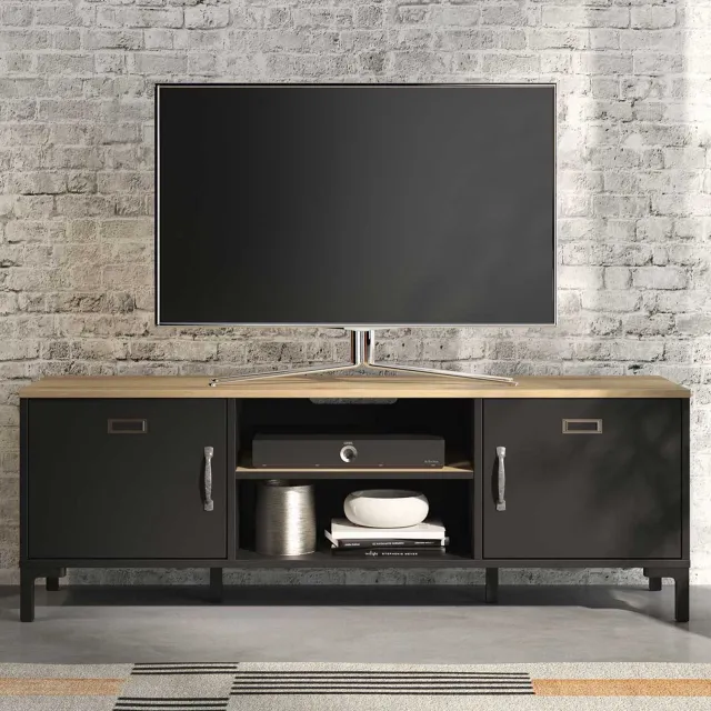 Diagone Manchester TV-meubel 2-deurs - Zwart / Eiken Look