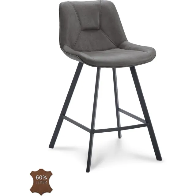 Icon Living Barkruk Brooks Zithoogte 65 - Microleder Bull Graphite - Poot Zwart
