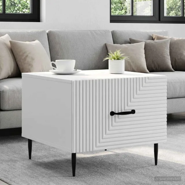 vidaXL Salontafel met lade Hoogglans Wit 49 x 50 x 40 cm Bewerkt hout