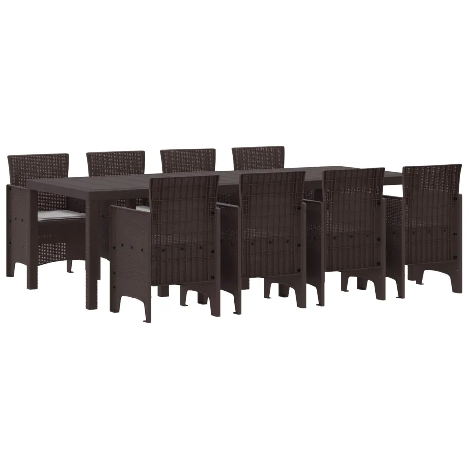 vidaXL Tuin Eetset 9 st Bruin Polypropyleen