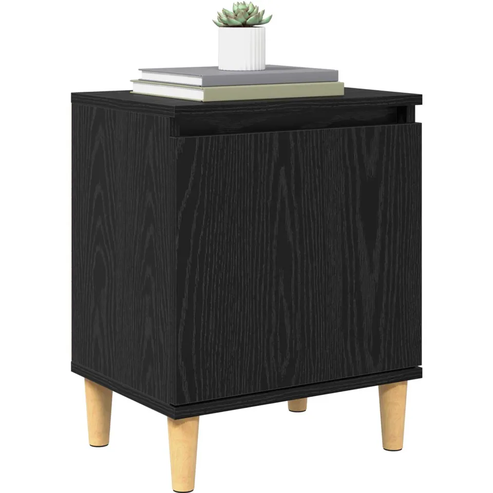vidaXL Nachtkastje Zwart Eiken 40 x 30 x 50 cm Bewerkt hout
