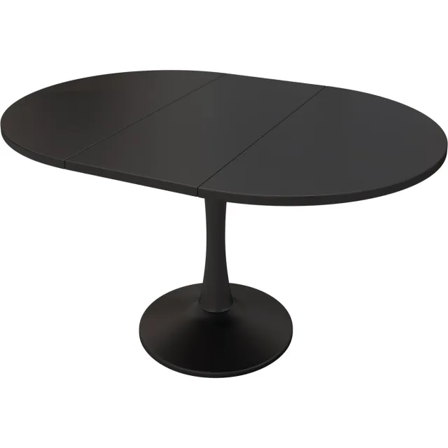 MUVANO Uitschuifbare Eettafel - Ovale Eettafel - Moderne Eettafel - MDF Tafel - Compact - Stevig - Stabiel - Strak - Eetkamer - 140x100x75cm - Uitschuifbaar - Zwart Natuurlijk