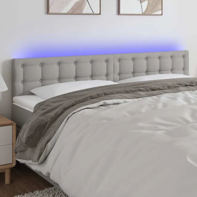 vidaXL Hoofdbord LED 200x5x78/88 cm stof lichtgrijs grijs