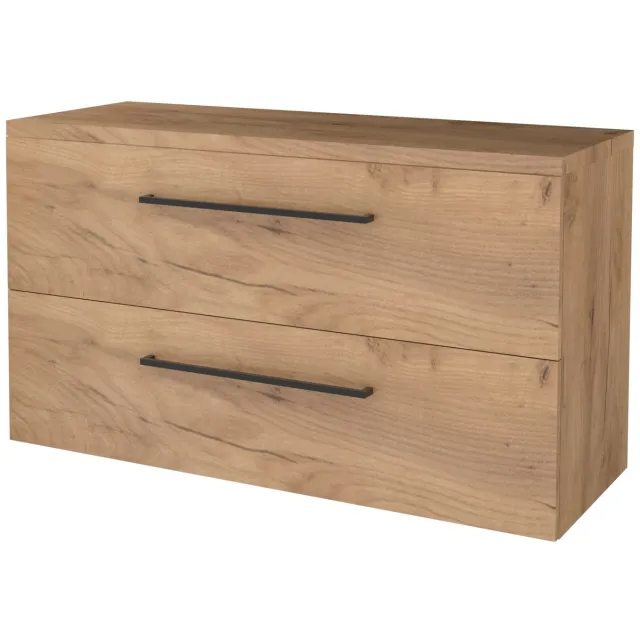 Boss & Wessing Badmeubelset BWS Salt 120x46cm Met Grepen 2 Lades Met Afdekplaat Whisky Oak Bruin