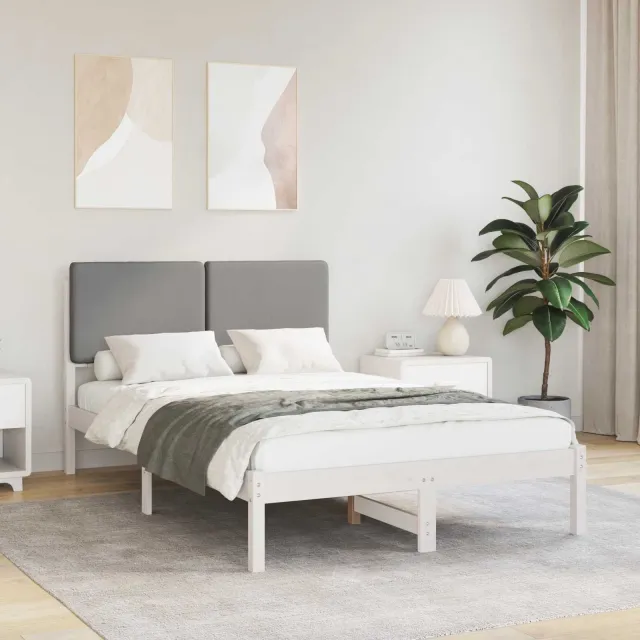 vidaXL Bedframe met Gevoerd Hoofdgedeelte Lichtgrijs 120 x 200 cm