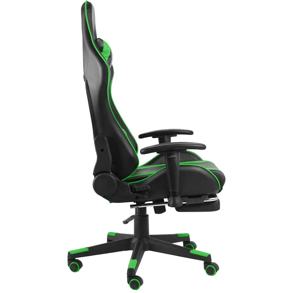 vidaXL Gamestoel draaibaar met voetensteun PVC groen, foto 4