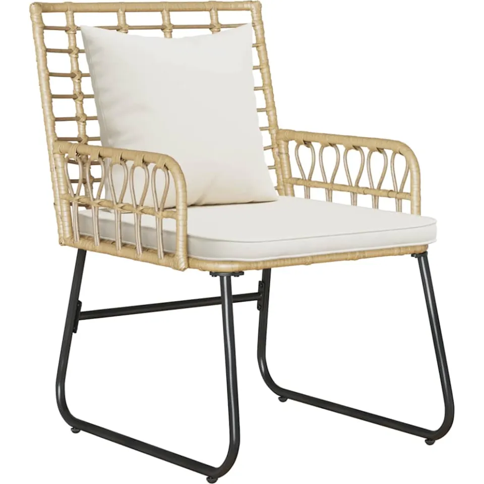 vidaXL Tuin eettafelset 3 st Bruin en Crème poly rattan, foto 4