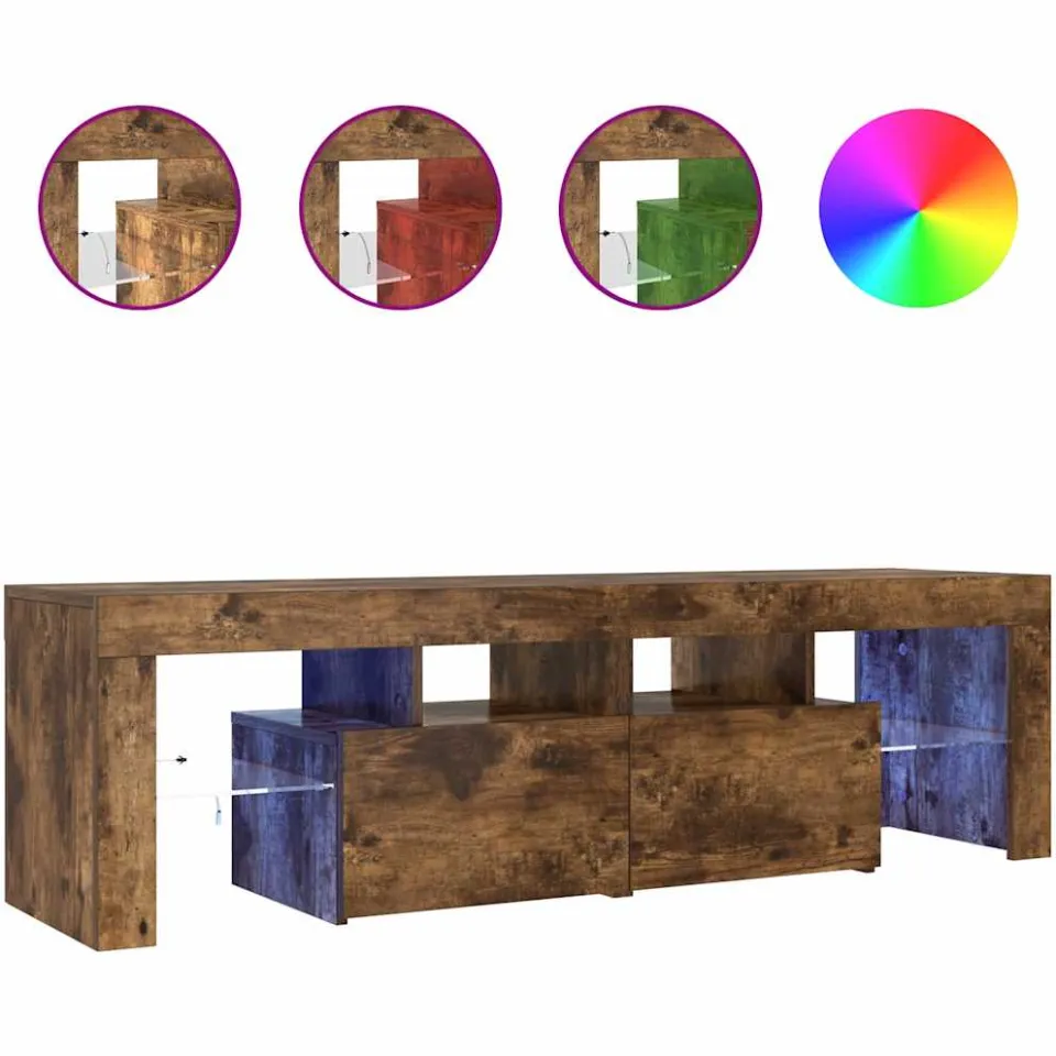 vidaXL Tv-meubel LED-verlichting 140x36,5x40 cm gerookt eikenkleurig Bruin