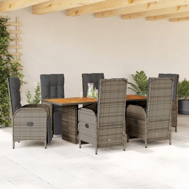 vidaXL 7-delige Tuinset met kussens poly rattan grijs, foto 2