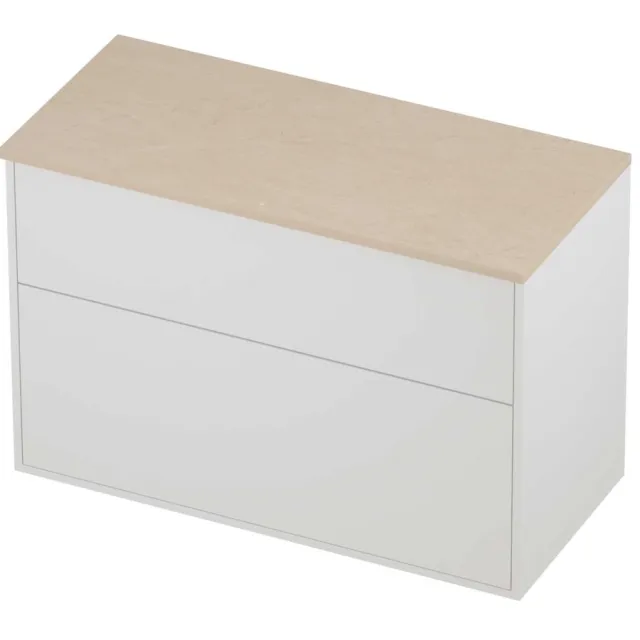Proline Deck Badmeubelset Hardsteen Voor Grepen Asymmetrisch 100x46x67 cm Sand Stone Mat White Mat Wit