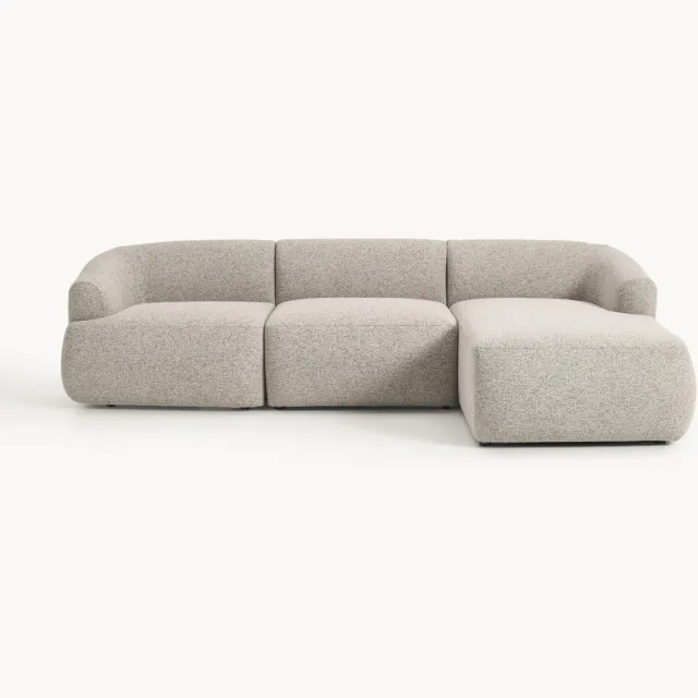 Westwing Collection Modulaire bouclé hoekbank Sofia (3-zits) beige