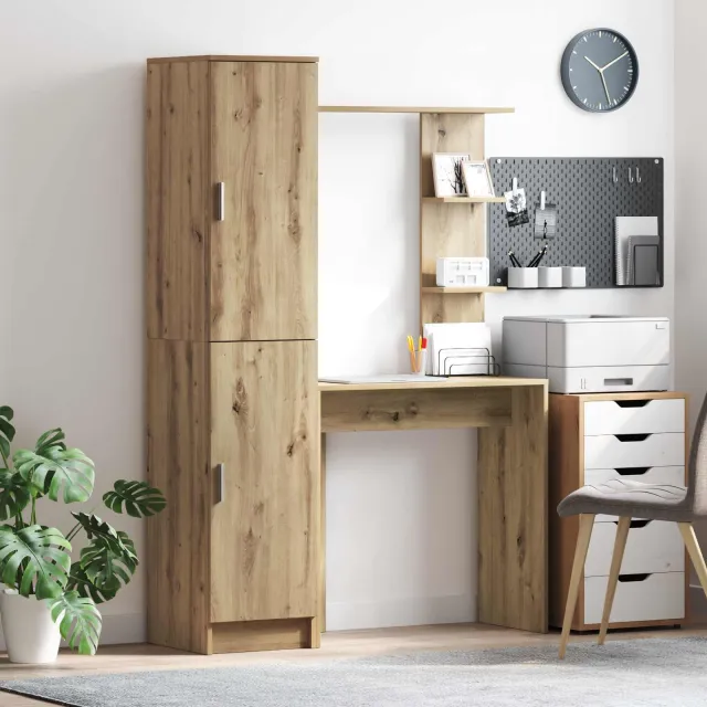vidaXL Bureau met plank met opslag met de deur 2 st Artisan Eiken Bruin