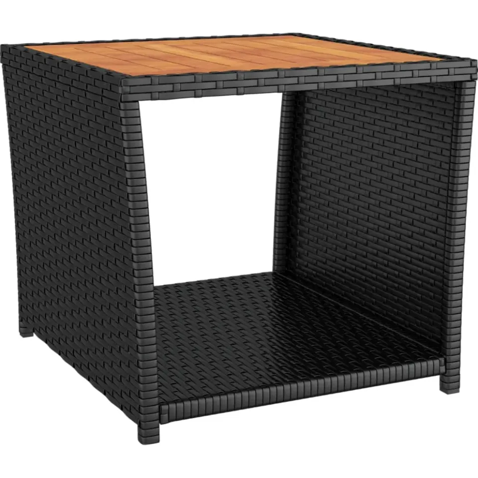 vidaXL Salontafel met houten blad poly ratten en acaciahout zwart, foto 3