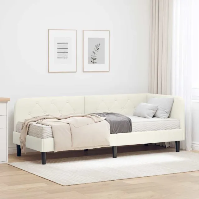 vidaXL Hoekbedframe Crème 80 x 200 cm Fluweel