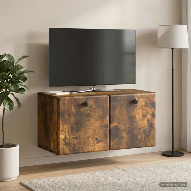 vidaXL Wandbeugel TV-kast 59,5 x 31 x 30 cm Gerookt eiken Bewerkt hout Bruin
