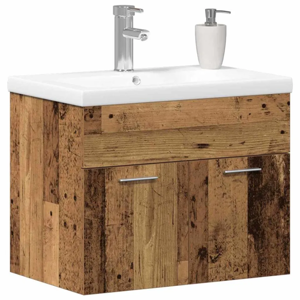 vidaXL Badkamerkast Oudhout 60 x 38,5 x 46 cm Bewerkt hout Bruin